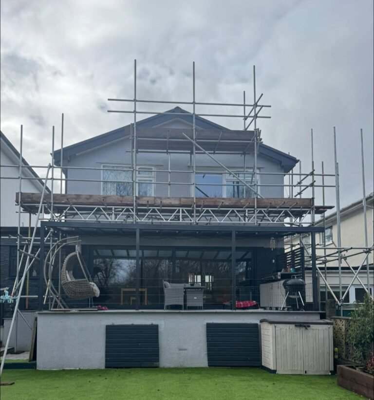 Full scaffold around a large house